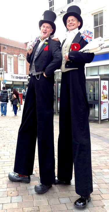 victorian themed stilt walker