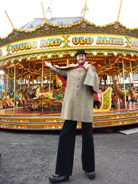 victorian themed stilt walker