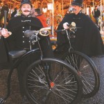 comedy policemen on penny farthings double act