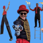 circus skills entertainer, stilt walker, juggler, circus workshop provider.