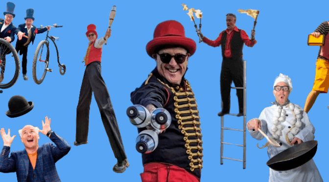 circus skills entertainer, stilt walker, juggler, circus workshop provider.