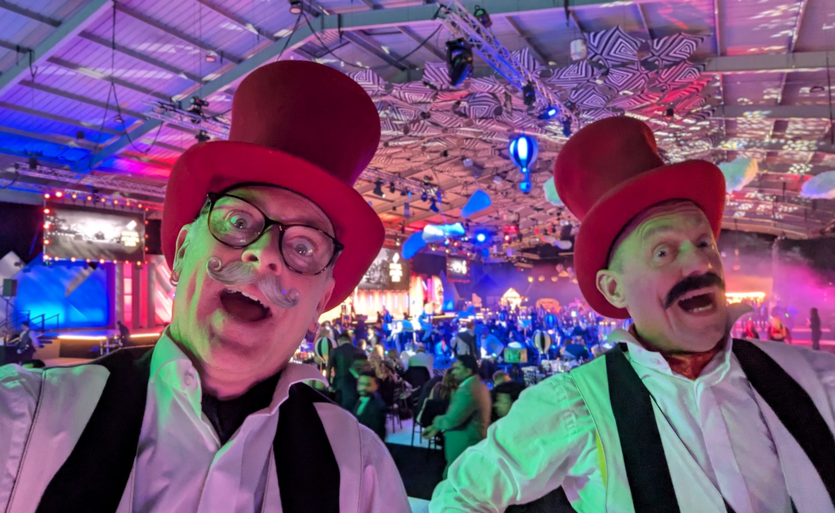 greatest showman stilt walkers